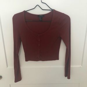 Long sleeve maroon crop top
